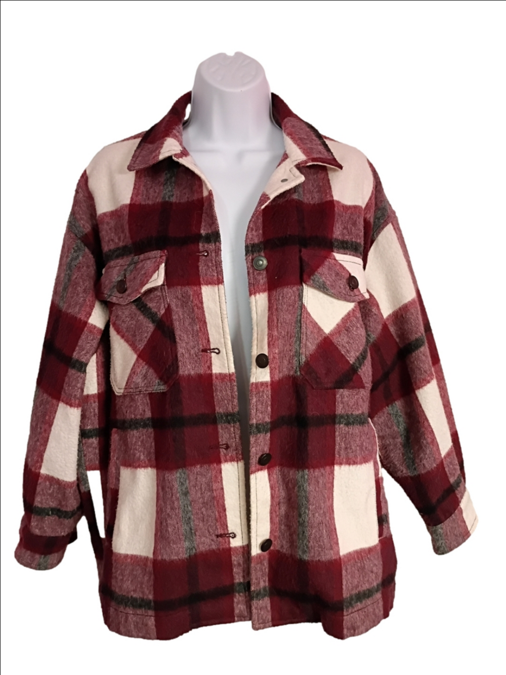 Zara Maroon Plaid Shacket